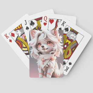 Jeu De Cartes Rosé Et Blanc Fluffé