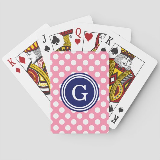 Jeu De Cartes Rose flamant Navy Blue Blanc Points 1IR (dos)