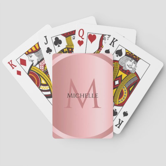 Jeu De Cartes Rose Gold Custom Monogramme Élégant Modèle moderne (dos)
