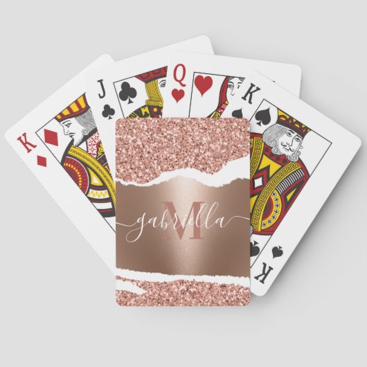 Jeu De Cartes Rose Gold Faux et Parties scintillant (dos)