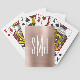 Jeu De Cartes Rose Gold Foil trois lettres Monogramme