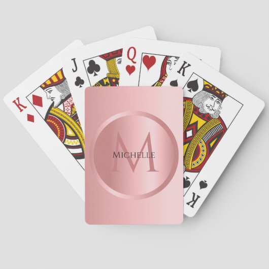 Jeu De Cartes Rose Gold Monogrammed Elegant Modèle (dos)