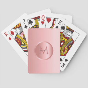 Jeu De Cartes Rose Gold Monogrammed Elegant Modèle