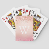 Jeu De Cartes Rose Gold Pailleté Élégant Script Monogrammé (dos)