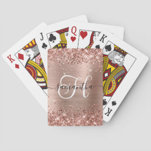 Jeu De Cartes Rose Gold Pailleté Monogramme Glamour