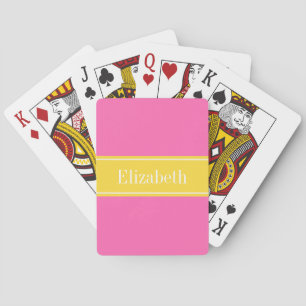 Jeu De Cartes Rose Hot #2, Ananas Ribbon Nom Monogramme