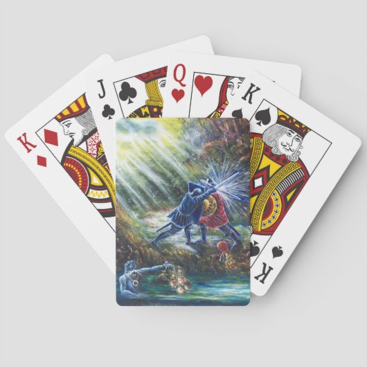 Jeu De Cartes ROSE OUBLIÉ combattant les chevaliers, l'argent et (dos)