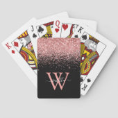 Jeu De Cartes Rose Pailleté Noir Nom Script Élégant (dos)