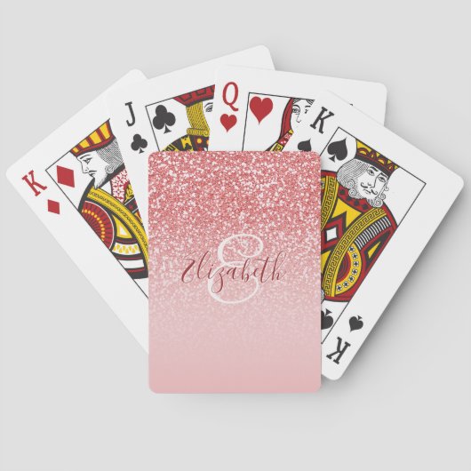 Jeu De Cartes Rose Parties scintillant or Blush Ombre Nom du mon (dos)