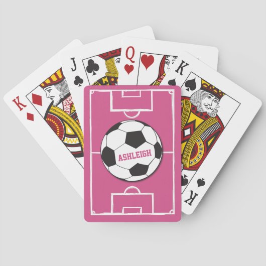 Jeu De Cartes Rose personnalisé de ballon de football et de (dos)