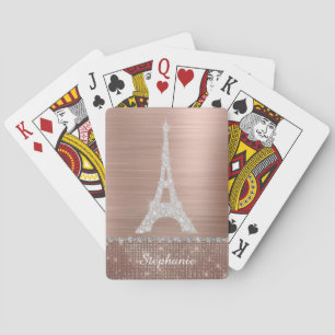 Jeu De Cartes Rose personnalisée Gold Diamond Sparkle Paris