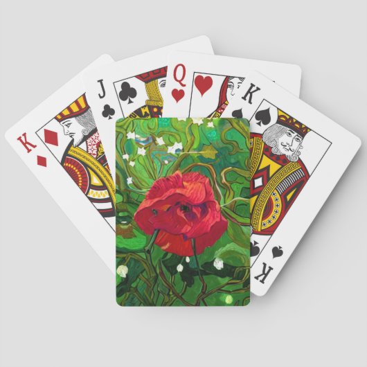 JEU DE CARTES ROSE ROUGE (dos)