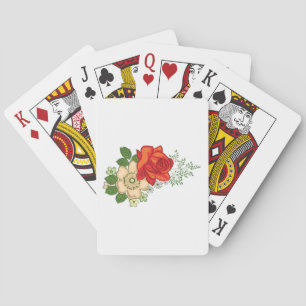 Jeu De Cartes Rose Rouge et Pâquerettes