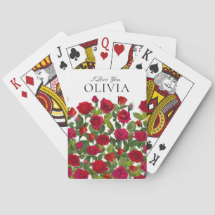 Jeu De Cartes Rose Rouge Moderne Minimaliste Je T'Aime