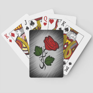 Jeu De Cartes Rose rouge sur fond noir