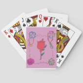 Jeu De Cartes Rose rouge sur rose : Art Floral Frontière Imprime (dos)