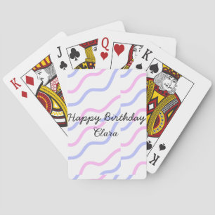 Jeu De Cartes Rose violet rayures heureux anniversaire ajouter n