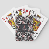 Jeu De Cartes Roses blanches modernes avec Monogramme Feuille ro (dos)
