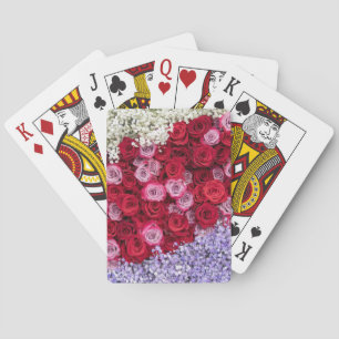 Jeu De Cartes Roses rouges et roses avec gypsophile colorée