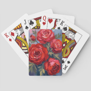 Jeu De Cartes Roses Rouges Peinture Aquarelle Florale