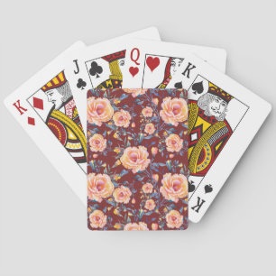 Jeu De Cartes Roses, sans soudure, motif arrière - plan rouge