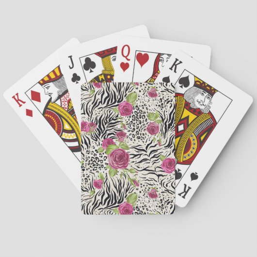Jeu De Cartes Roses sur le motif animal (dos)