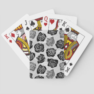 Jeu De Cartes Roses Vintages chic en noir et blanc
