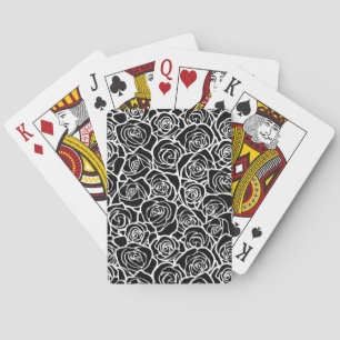 Jeu De Cartes Roses Vintages en noir et blanc