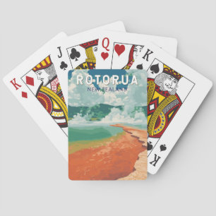 Jeu De Cartes Rotorua Nouvelle-Zélande Illustration Voyage Art R