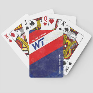 Jeu De Cartes rouge bleu américain couleurs diagonalement rayées
