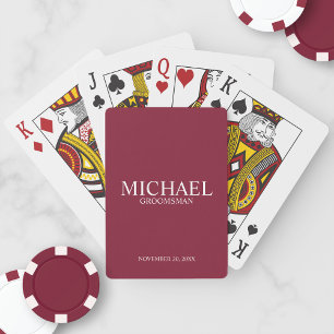Jeu De Cartes Rouge bordeaux Groomsmen Personnalisé Jouer aux ca