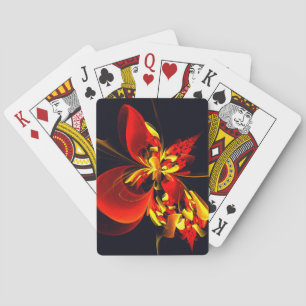 Jeu De Cartes Rouge Jaune Floral Moderne Résumé Modèle Art #10