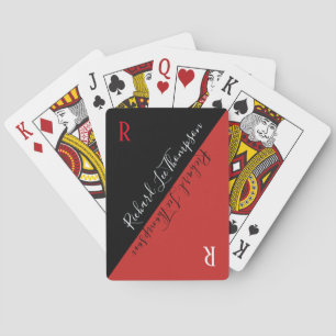 Jeu De Cartes rouge noir moderne avec nom de police manuscrit
