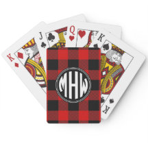 Rouge Noir Wt Cercle Monogramme Buffalo à Carreaux