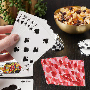 Jeu De Cartes Rouge rose Abstrait brosses Motif Monogramme