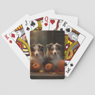 Jeu De Cartes Rough Collie Puppy Automne Citrouille de plaisir