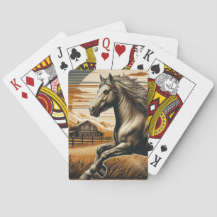 Jeu De Cartes Rouille/cheval vintage/Ouest