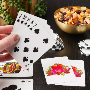 Jeu De Cartes Ruban de cœur de véritable amour avec des éléments