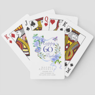 Jeu De Cartes Ruban de Rose Bleue 60e Anniversaire
