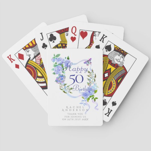 Jeu De Cartes Ruban Rose Bleu 50e Anniversaire (dos)