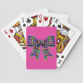 Jeu De Cartes Ruban Tartan à Nœud Néon Rose Écossais Mignon