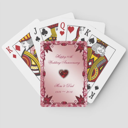Jeu De Cartes Ruby 40e anniversaire du Mariage (dos)