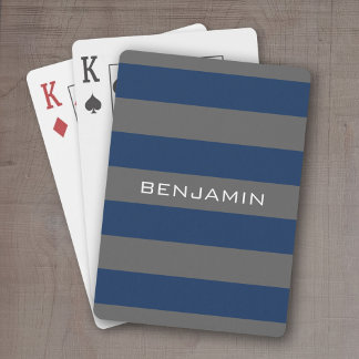 Jeu De Cartes Rugby bleu marine et gris avec nom personnalisé