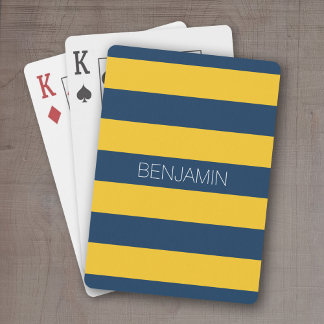 Jeu De Cartes Rugby bleu marine et jaune Nom personnalisé