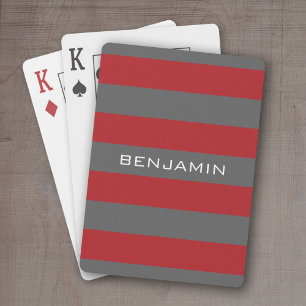 Jeu De Cartes Rugby rouge et gris avec nom personnalisé