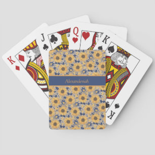 Jeu De Cartes Russe Navy Blue Golden Yellow Sunflower Nom