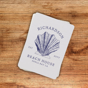 Jeu De Cartes Rustic Beach House Nom de famille Shell bleu mar
