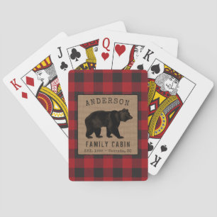 Jeu De Cartes Rustic Bear Family Cabine Red Buffalo Plaid Burlap