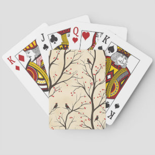 Jeu De Cartes Rustic Bird et Poinsettia Motif de Noël (5)