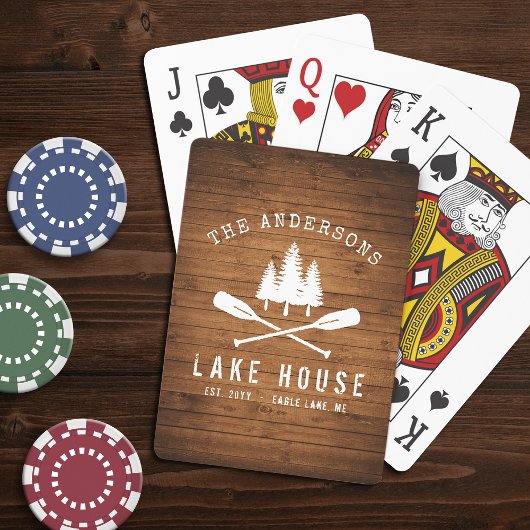 Jeu De Cartes Rustic Lake House Bateau Arbres Bois Imprimer